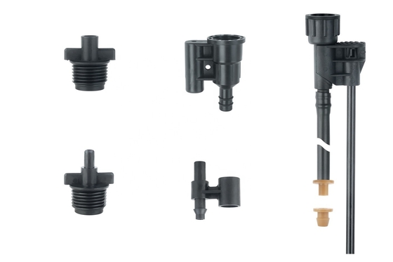 Alltägliche Maschinenbau Kunststoffe Bewässerungsteile Mikrosprinkler Schwarz Mittelstandsanschluss